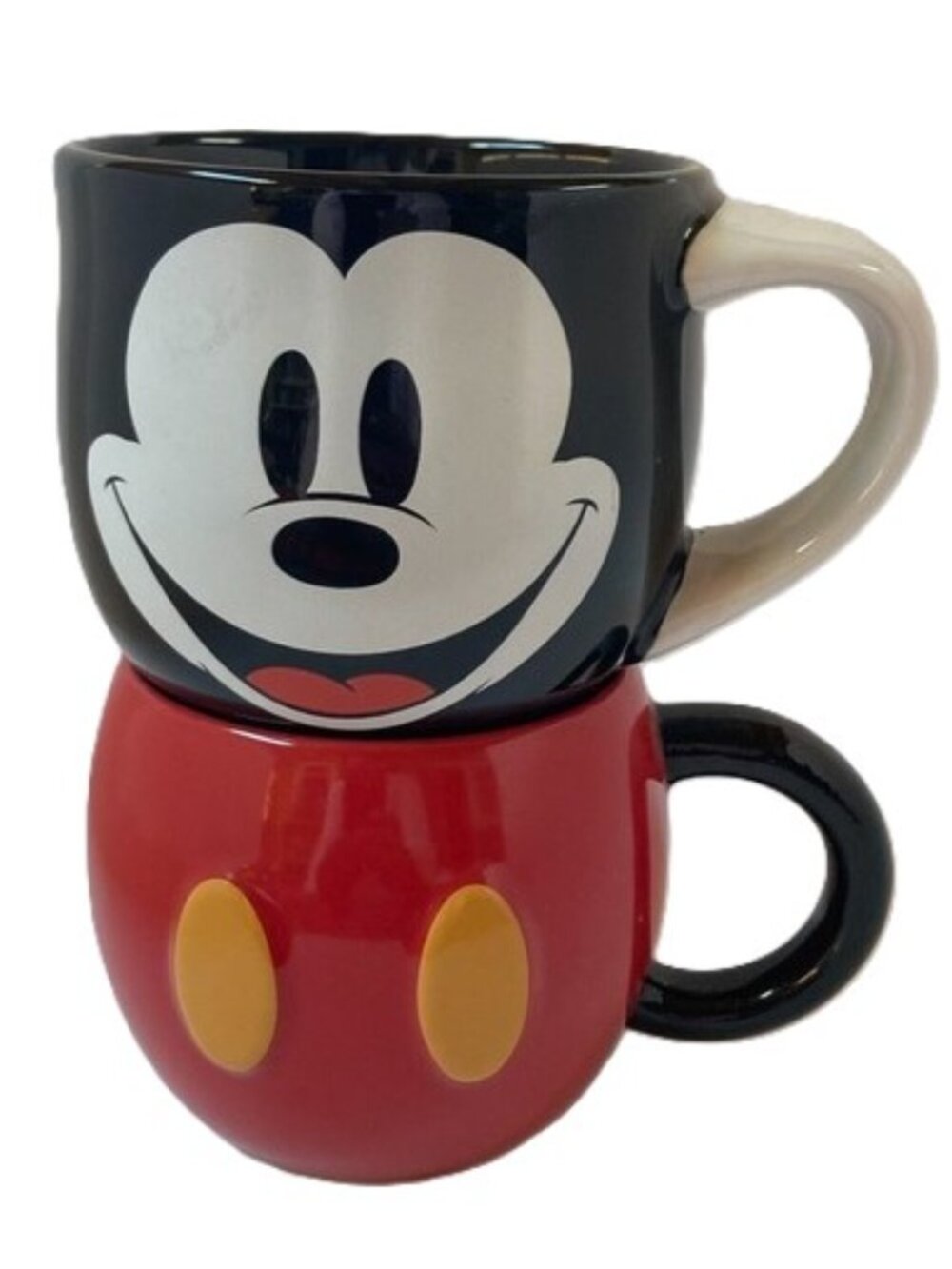 MICKEY MOUSE Stackable Coffee Tea Mugs Cups RARE Disney Collectible Set of 2